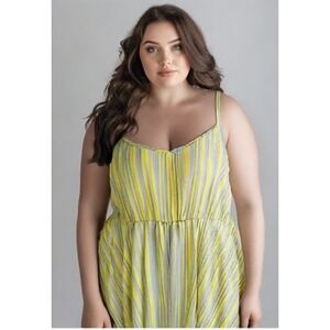 NWT Torrid Dress Stripe Chiffon Lined Sleeveless Adjustable Strap Yellow Size 1X